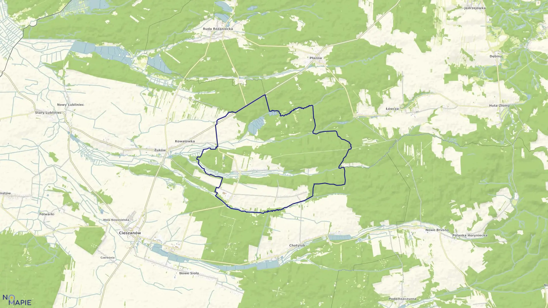 Mapa obrębu Gorajec w gminie Cieszanów