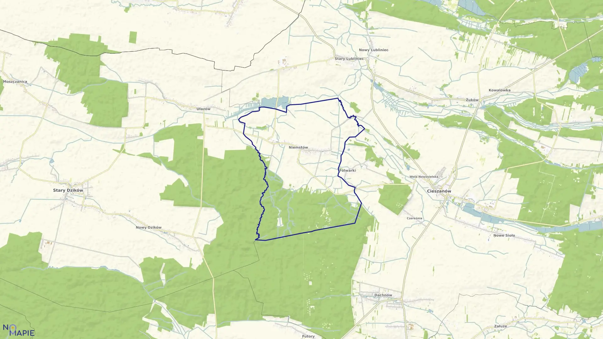 Mapa obrębu Niemstów w gminie Cieszanów