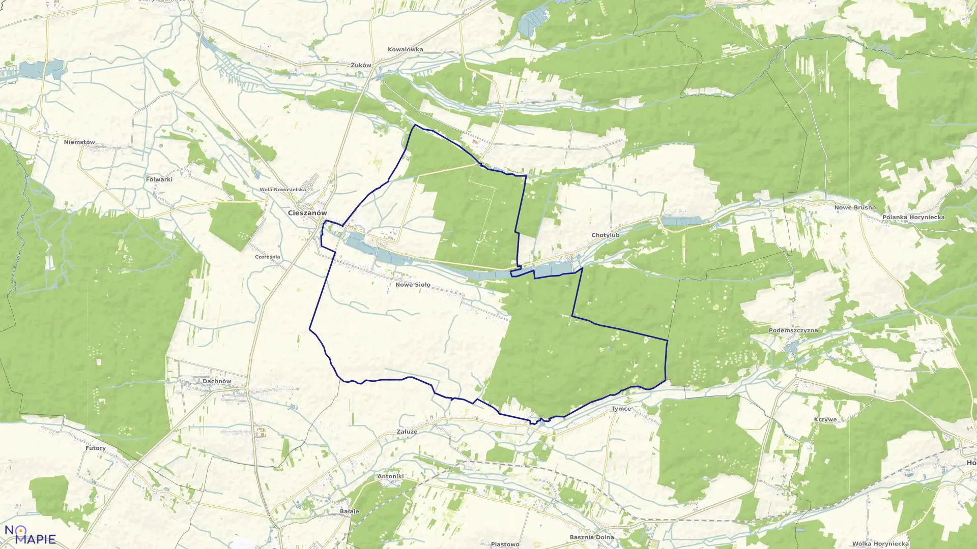 Mapa obrębu Nowe Sioło w gminie Cieszanów